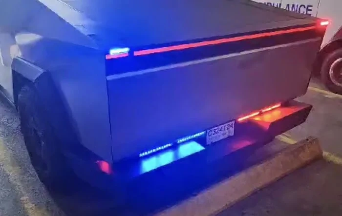 Red & Blue emergency lights on my Cybertruck