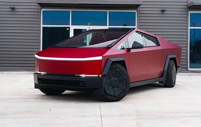 Pure PPF Frozen Ruby Cybertruck wrapped by Black Diamond McAllen