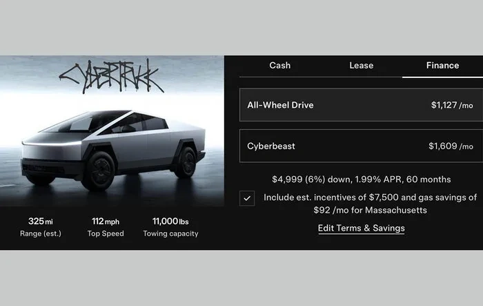 All Cybertrucks now 1.99% APR financing, 60 months (including Foundation Series)