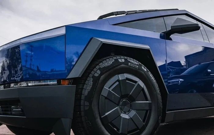 Pure PPF Candy Blue Cybertruck wrapped by Ceramic Pro Denver