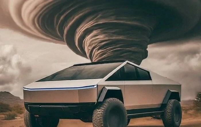 Drving through tornado zone - Cybertruck drove like a dream
