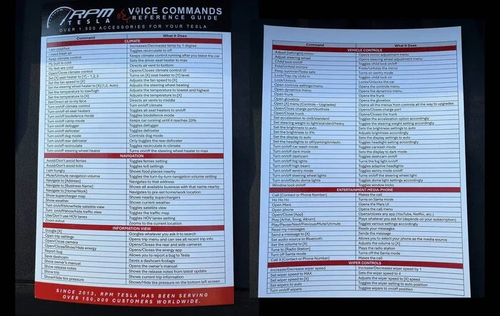 List of Tesla voice commands - thank you RPMTESLA