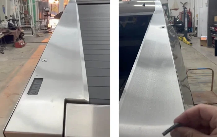 Aftermarket Sail Applique and Tailgate Cap in stainless steel for Cybertruck by JAM Specialty Products