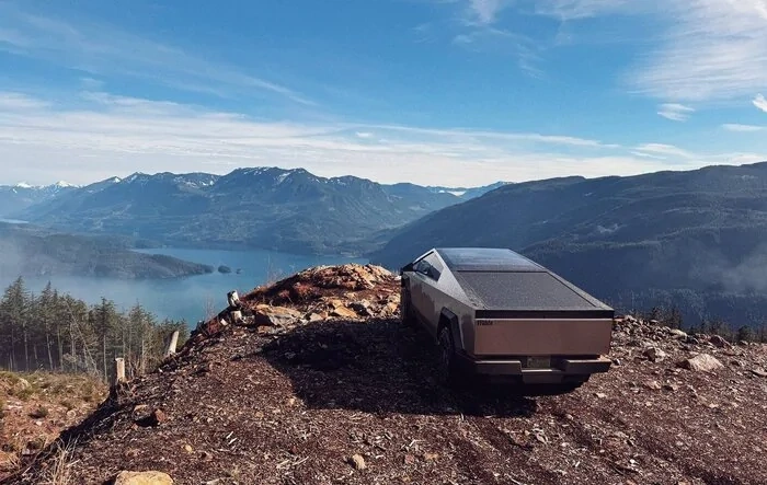 Cybertruck off-roading in British Columbia