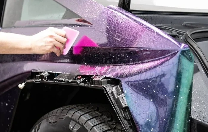Pure PPF Unicorns Blood Cybertruck wrapped by American Shine Detailing