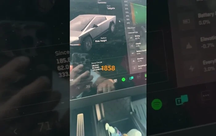 Cybertruck just did 185.8 mi in 90+ degree temps using <50% of battery