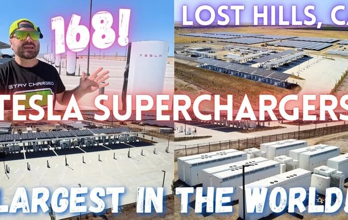 World's LARGEST Tesla Supercharger with 168 SOLAR-Powered Off-Grid V4 Stalls