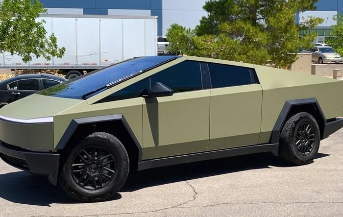Magnetic Wrap Customer Install in Matte Khaki Green - Pics & Video! [CybertruckCovers]