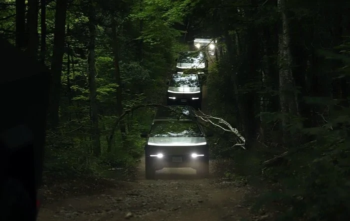 Photoshoot: Cybertrucks Off-Roading in The Woods
