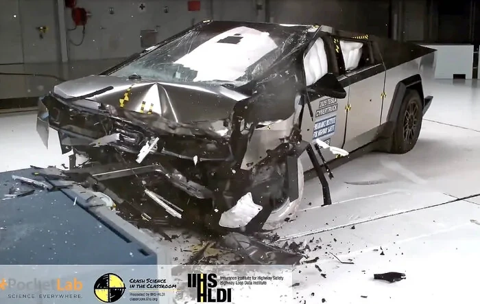 IIHS crash test footage of Cybertruck released