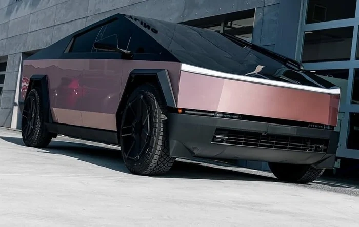 Pure PPF Wrap Gloss Metallic Rose & Ultra Gloss Black Cybertruck by One of One San Diego