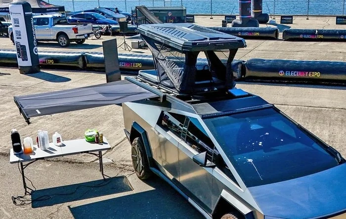 Urander’s New Tent, Awning & Bed Rack + Cybertruck Terrestrial Armor Live at Electrify Expo SF!