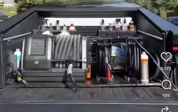 Mobile detailing Cybertruck rig powered by Powershare