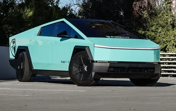 Pure PPF Teal Topaz Wrap Cybertruck by Diamond Auto Salon