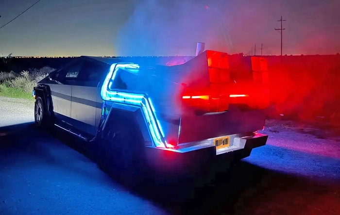 Wait a minute, Doc. Ah are you telling me you built a Time Machine out of a Cybertruck?! [Back to the Future build]
