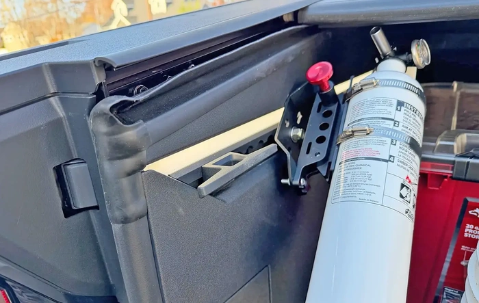 L Track Mount for Fire Extinguisher in bed