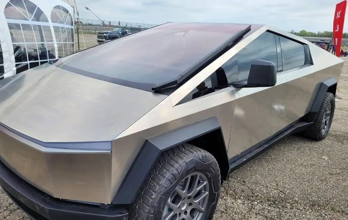 Cybertruck spotted at Tesla booth at Michigan Formula SAE competition