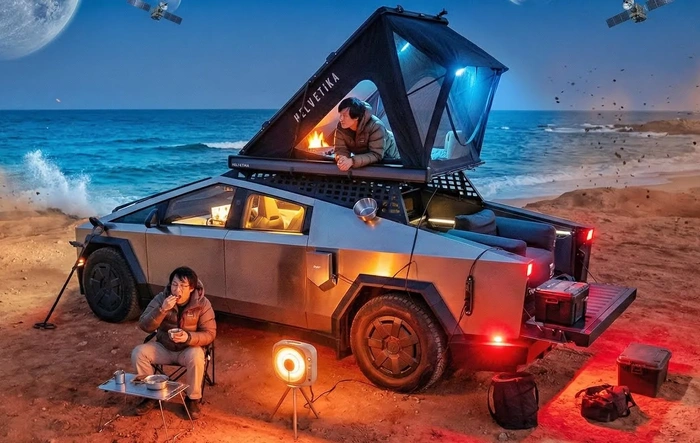 FiSH13 Korean influencers' Mars Like camping / glamping set up.