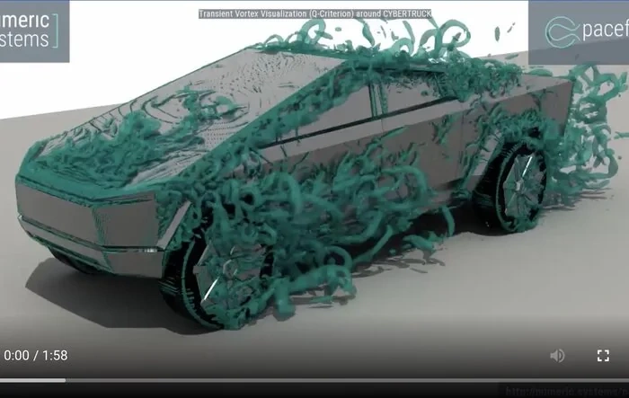 Cybertruck aerodynamics drag coefficient = 0.39 Cd in new simulation