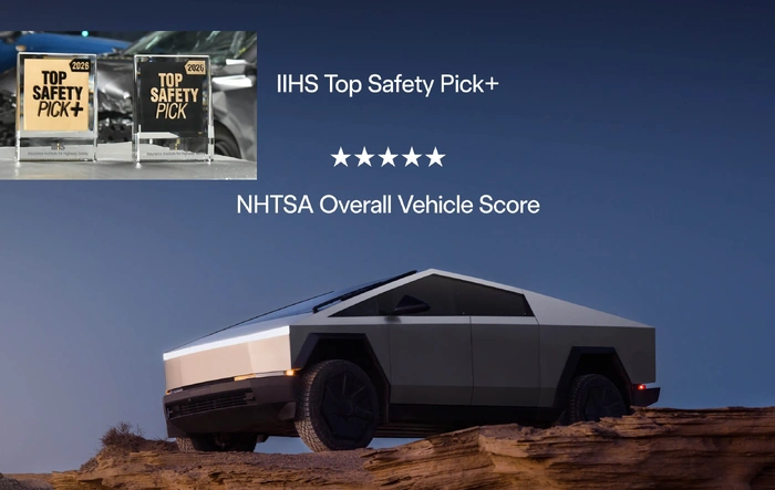Cybertruck is the only pickup with both IIHS Top Safety Pick+ Award and NHTSA 5-star safety rating