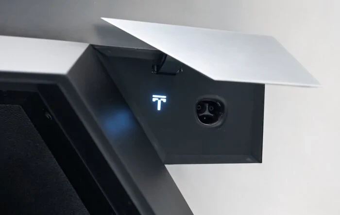 New Cybertruck chargeport picture reveals special Tesla logo