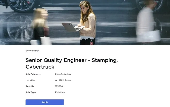 Cybertruck Stamping Quality Engineer Job Posting