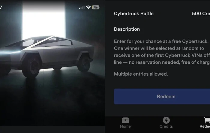Cybertruck now being raffled in Tesla Referral Program 🎟️