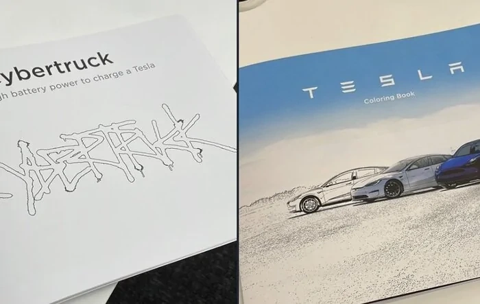 Cybertruck V2V Bidirectional Charging Confirmed in new Tesla service center coloring books?