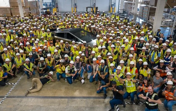 Tesla: "First Cybertruck Built at Giga Texas! 🤠"