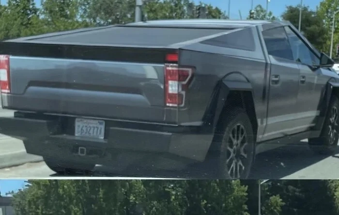 F-150 Wrapped Cybertruck Spotted Driving & Showing Hitch