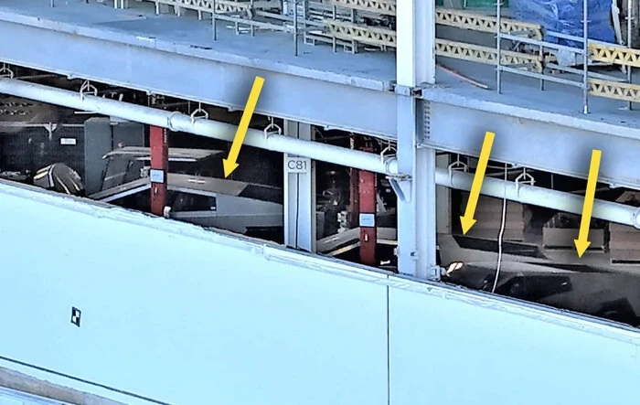 4 Cybertrucks lined up inside Giga Texas factory