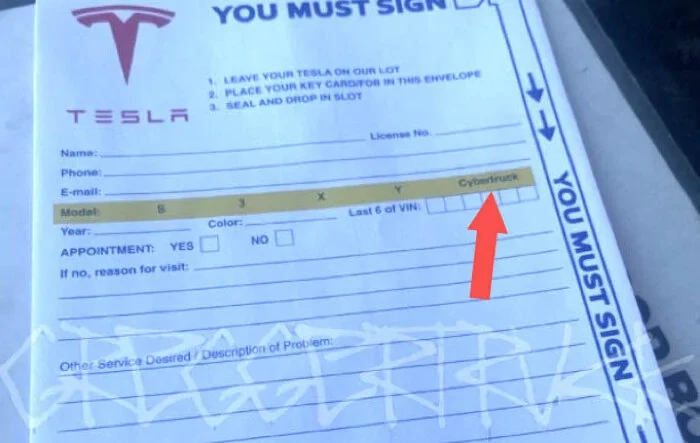 Cybertruck is now a drop-off selection option on Tesla Service Center pads!