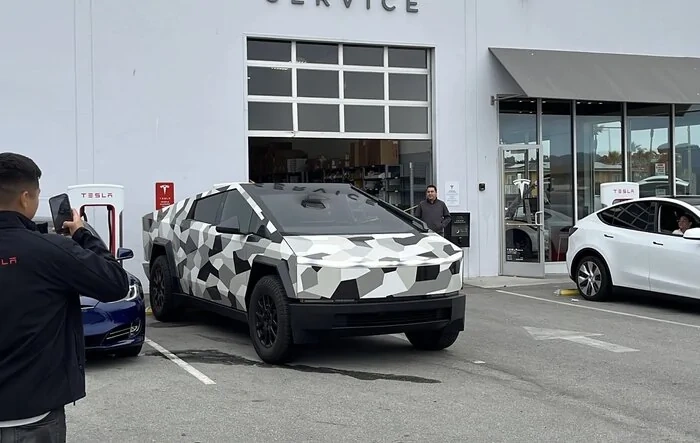 Cybertruck stops by Tesla Service Center in Monterey!