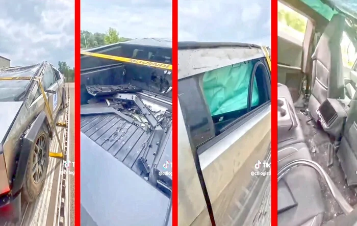 Rollover Crash Tested Cybertruck w/ airbags deployed & smashed interior (back seat look)!