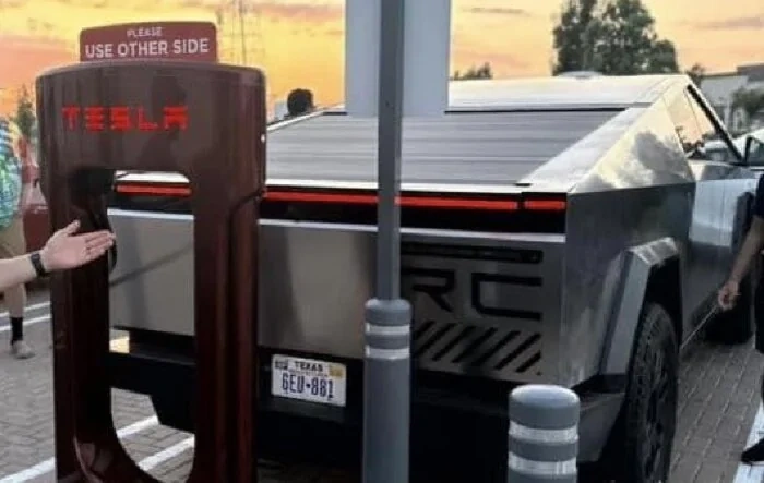 Cybertruck charging at 50,000th Supercharger in Roseville, CA. UPDATE W/ VIDEO