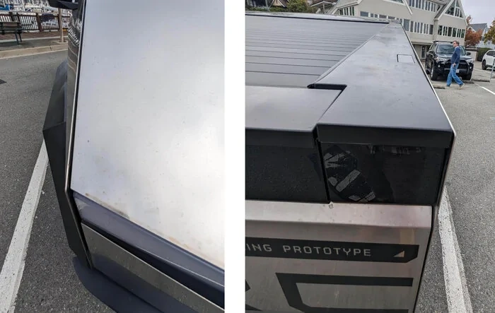Extreme closeups of Cybertruck prototype (with edge on shots of many body panels) -- video + photos