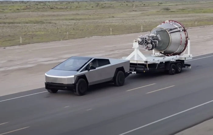 Cybertruck Towing Starship Engine in New SpaceX Video for Imminent Starship Launch