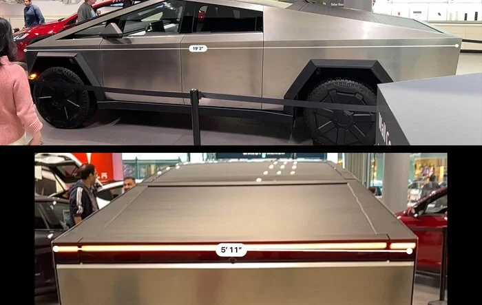 Cybertruck dimensions measured in real life -- at Santana Row Tesla store
