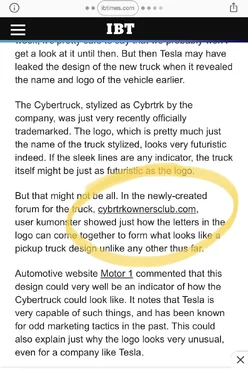 Tesla Cybertruck Tesla CYBRTRK logo forms truck outline! B8E28455-BDEE-4601-8C8A-1547715040DC