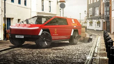Tesla Cybertruck Cybertruck as NYPD, Coast Guard, Taxi, UPS, Dominos, and More Cybertruck-Royal-Mail-Delivery-Truck